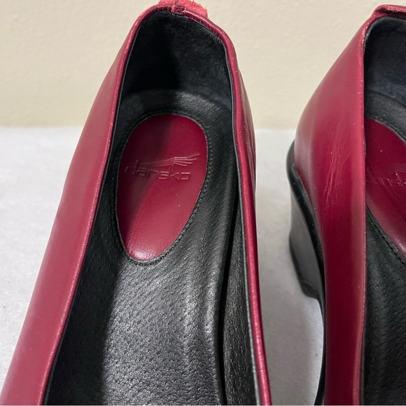 Dansko  Red Leather Mary Jane Wedge Shoes Women’s Size 37/6.5 US Wedge Heel - Picture 11 of 12
